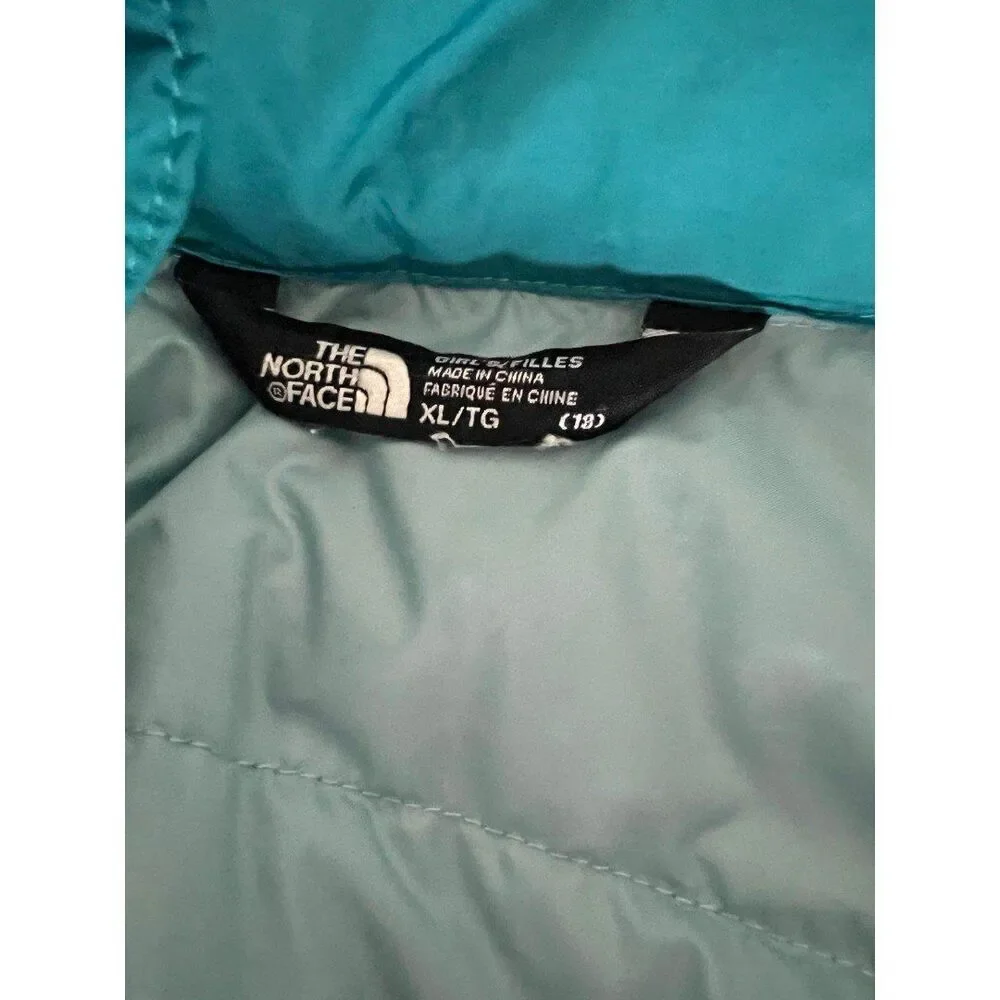 The North Face Down Quilted 550 Girls Youth Blue Puffer Coat Jacket X Large